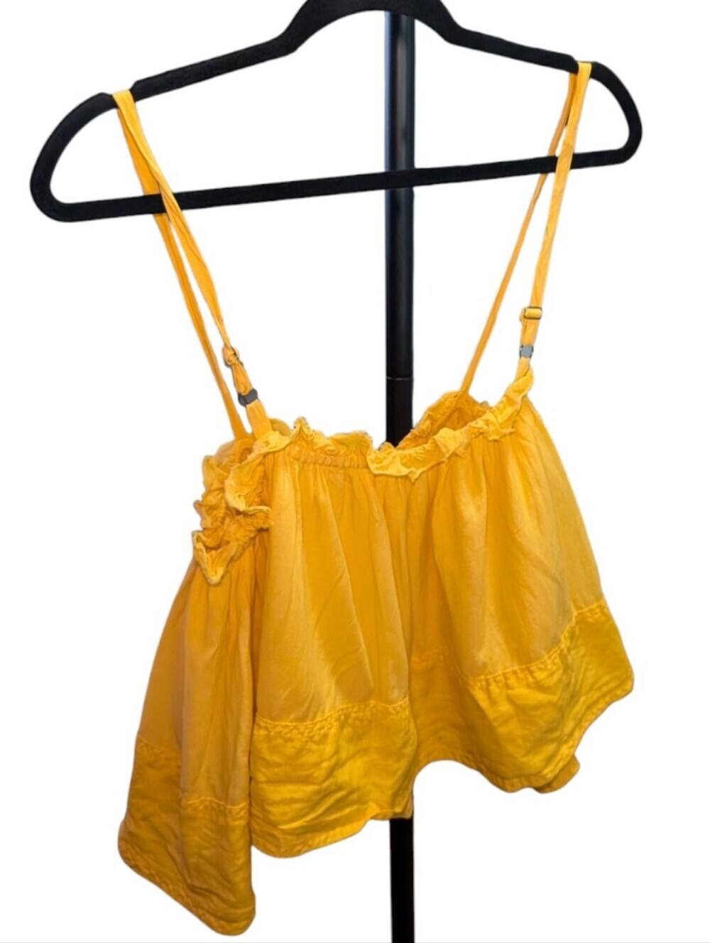 Bright Mustard Yellow Spaghetti Strap Peplum Top - Picture 3 of 7